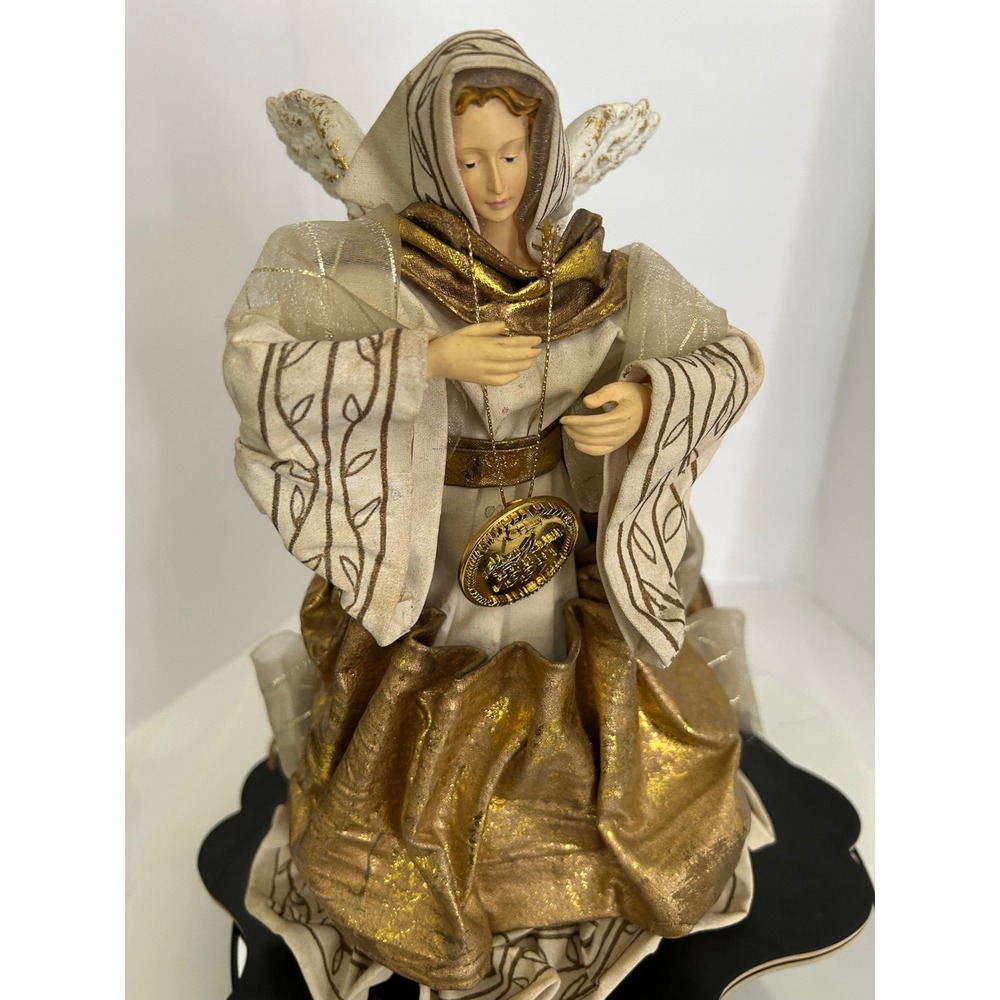 Angel Figurine Christmas Gold Cream Limited Edition 1997 Holiday Tree Topper